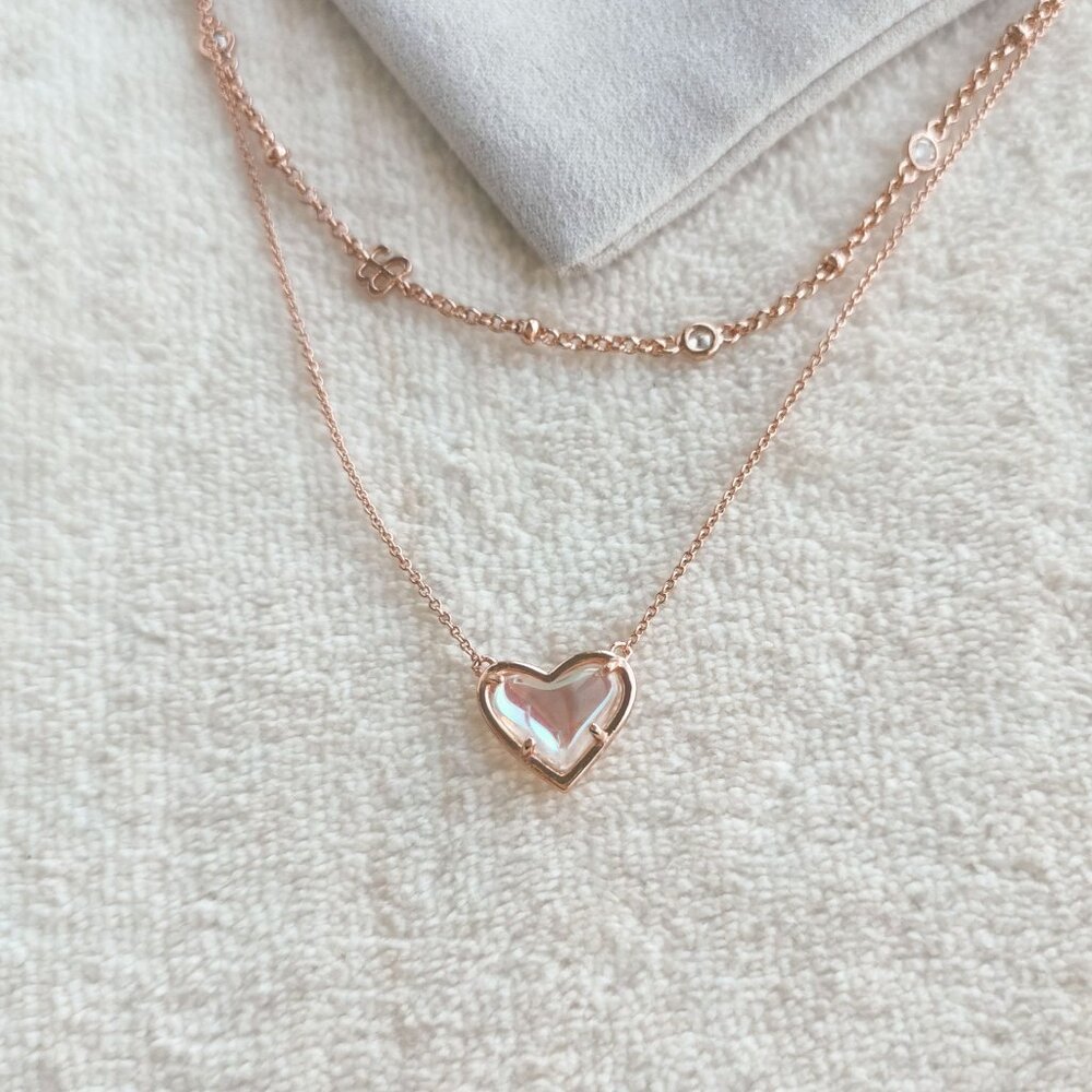 New Alicia Bonnie Rose Gold Multi Strand Necklace - In Love Dichroic Glass
